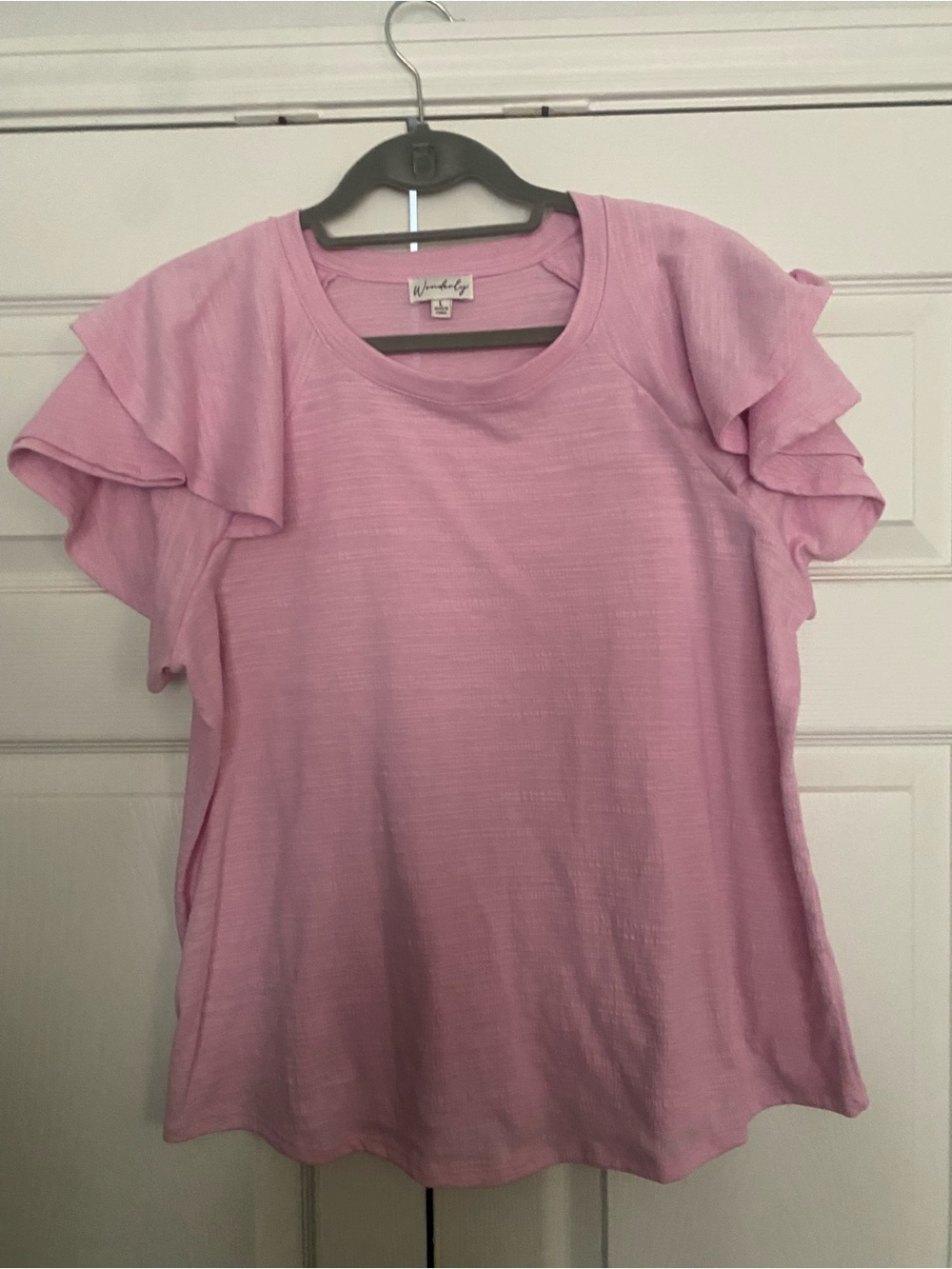 Wonderly Soft Pink Ruffle Sleeve Tee